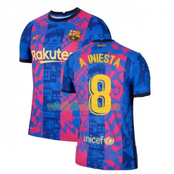 a iniesta 8 barcelona 3e shirt 2021 2022 blauw rood mannen