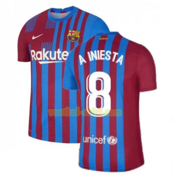 a iniesta 8 barcelona thuis shirt 2021 2022 rood wit mannen