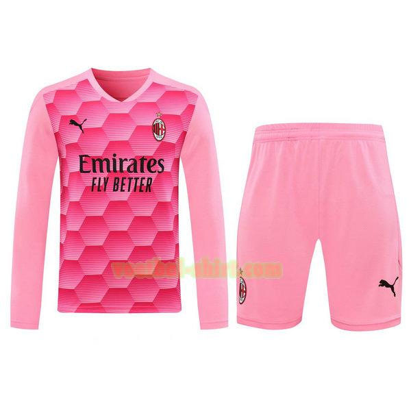 ac milan lange mouwen doelman shirts+pantalón 2021 roze mannen