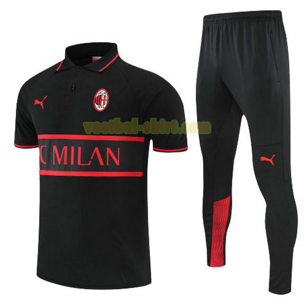 ac milan set polo 2022 zwart rood mannen