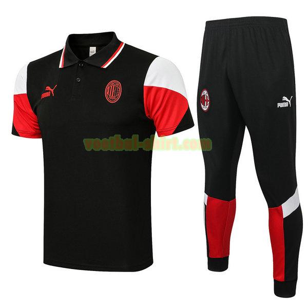 ac milan set poloshirt 2021 2022 zwart mannen