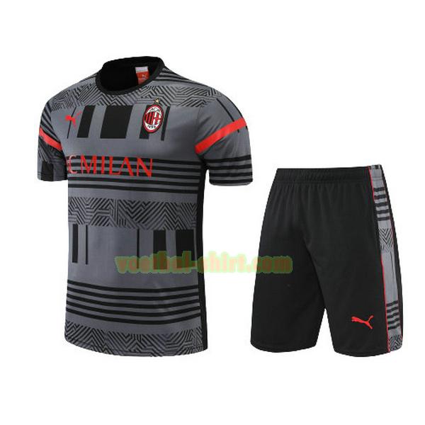 ac milan set training shirt 2022 2023 grijs mannen