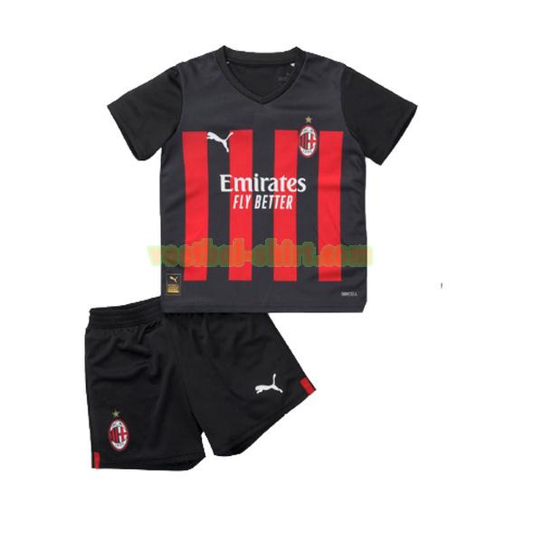 ac milan thuis shirt 2022 2023 zwart rood kinderen