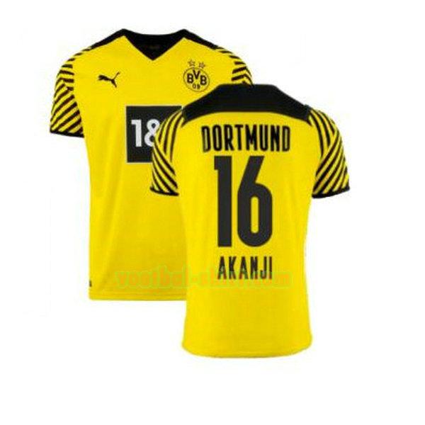 akanji 16 borussia dortmund thuis shirt 2021 2022 geel mannen