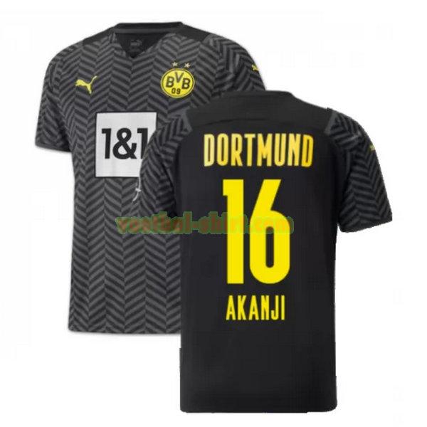 akanji 16 borussia dortmund uit shirt 2021 2022 zwart mannen