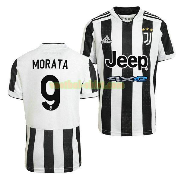 alvaro morata 9 juventus thuis shirt 2021 2022 zwart wit mannen