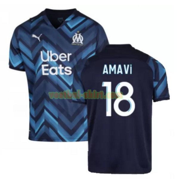 amavi 18 olympique marseille uit shirt 2021 2022 blauw mannen