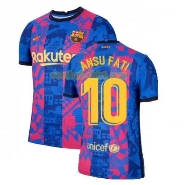 ansu fati 10 barcelona 3e shirt 2021 2022 blauw rood mannen