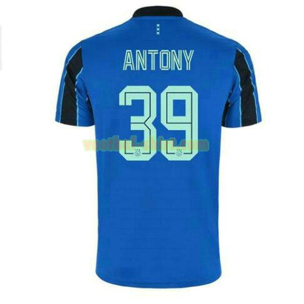 antony 39 ajax uit shirt 2021 2022 blauw mannen