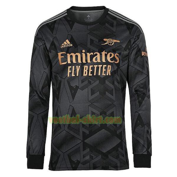 arsenal uit shirt 2022 2023 lange mouwen zwart mannen