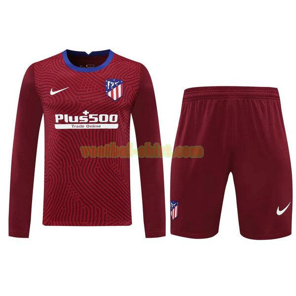 atletico madrid lange mouwen doelman shirts+pantalón 2021 rood mannen