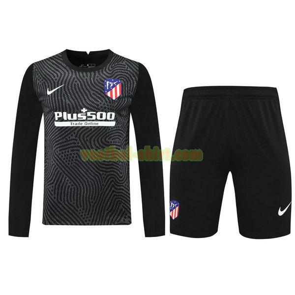 atletico madrid lange mouwen doelman shirts+pantalón 2021 zwart mannen