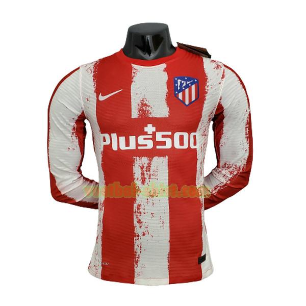 atletico madrid player thuis shirt 2021 2022 lange mouwen rood wit mannen