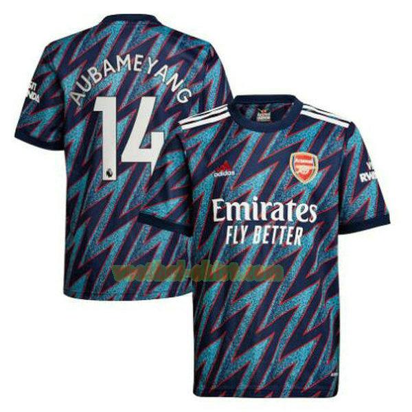 aubameyang 14 arsenal 3e shirt 2021 2022 blauw mannen