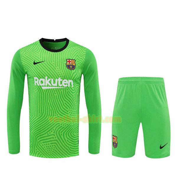 barcelona lange mouwen doelman shirts+pantalón 2021 groen mannen