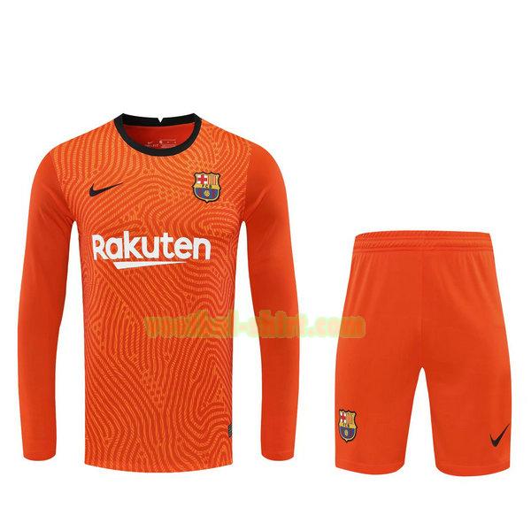 barcelona lange mouwen doelman shirts+pantalón 2021 oranje mannen