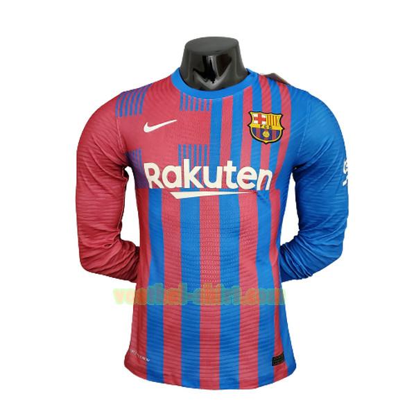 barcelona player thuis shirt 2021 2022 lange mouwen blauw rood mannen