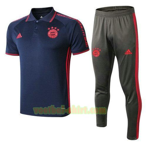 bayern münchen set poloshirt 2019-2020 blauw grijs mannen