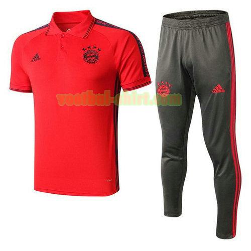bayern münchen set poloshirt 2019-2020 rood grijs mannen