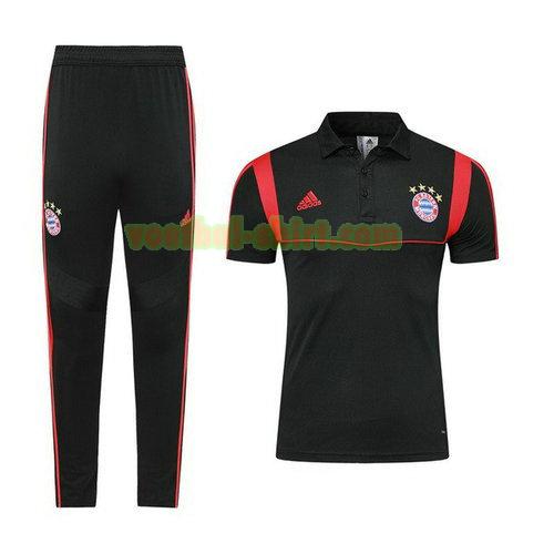 bayern münchen set poloshirt 2019-2020 zwart rood mannen