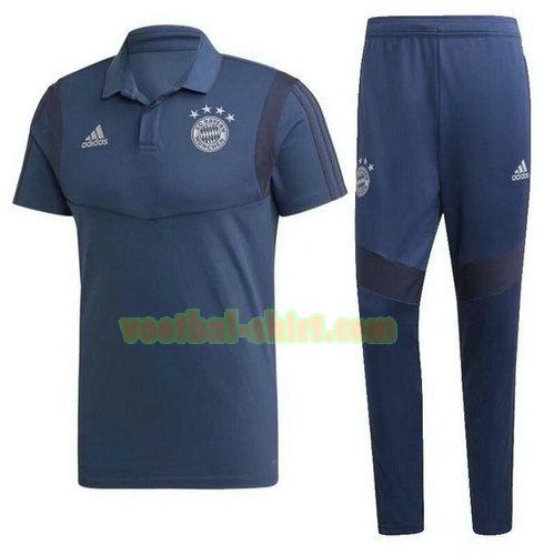 bayern münchen set poloshirt 2019 2020 blauw mannen