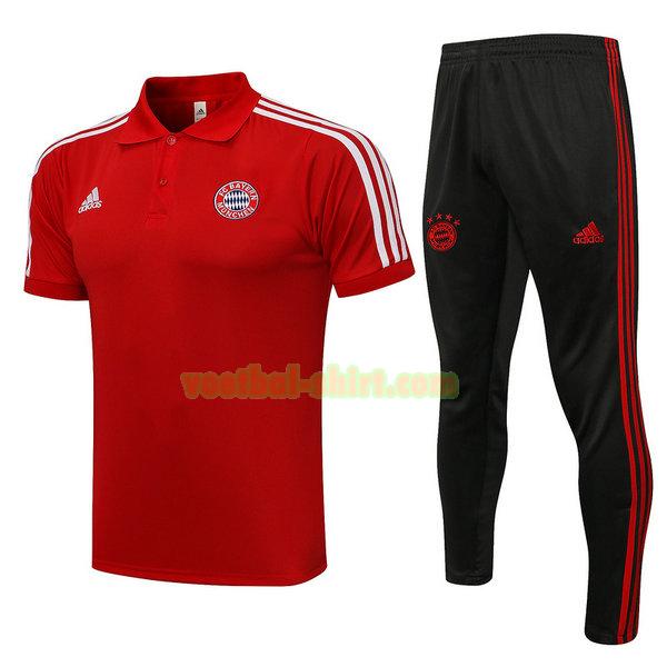 bayern münchen set poloshirt 2021 2022 rood mannen