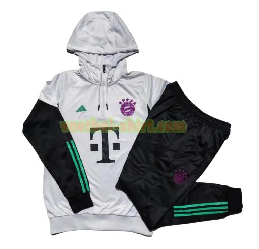 bayern münchen set trainingspak 2023 2024 hooded wit zwart kinderen