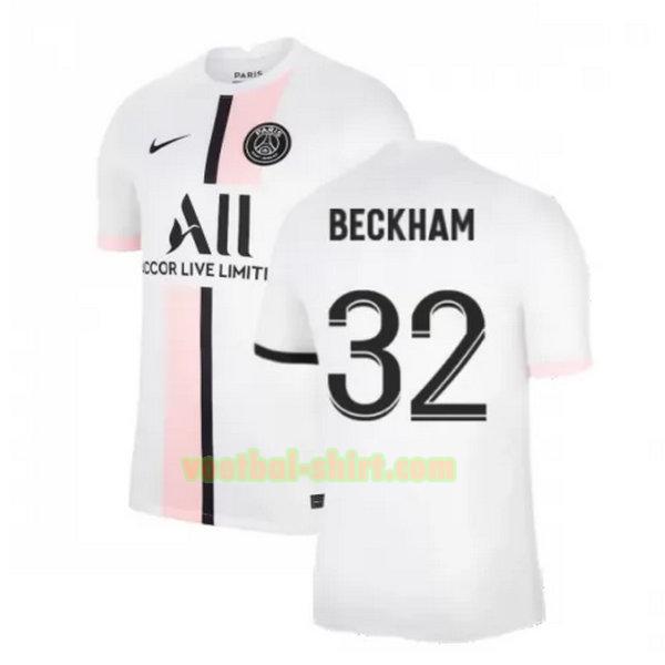beckham 32 paris saint germain uit shirt 2021 2022 wit mannen