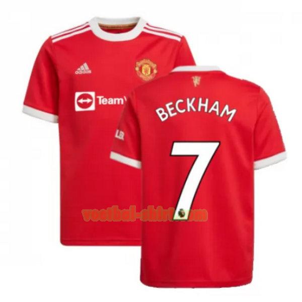 beckham 7 manchester united thuis shirt 2021 2022 rood mannen
