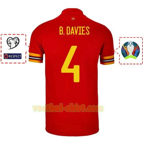 ben davies 4 wales thuis shirt 2020 mannen