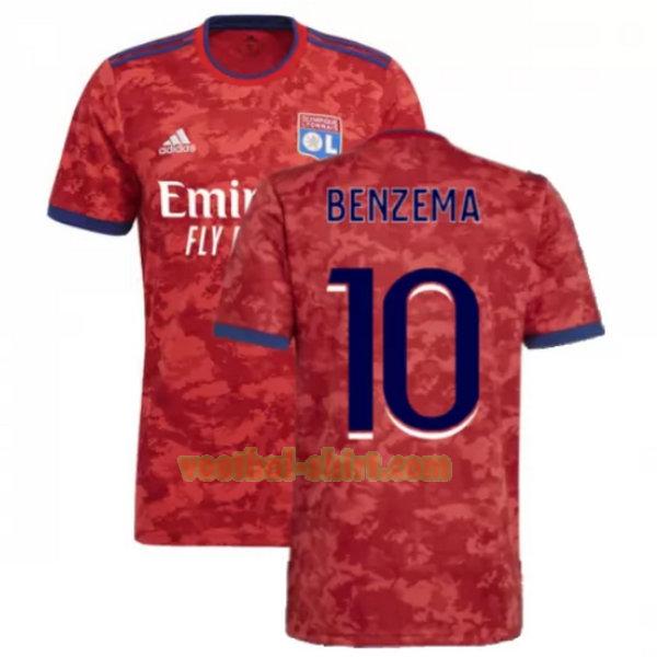 benzema 10 olympique lyon uit shirt 2021 2022 rood mannen