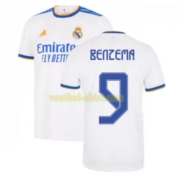 benzema 9 real madrid thuis shirt 2021 2022 wit mannen