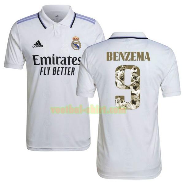 benzema 9 real madrid thuis shirt 2022 2023 wit mannen