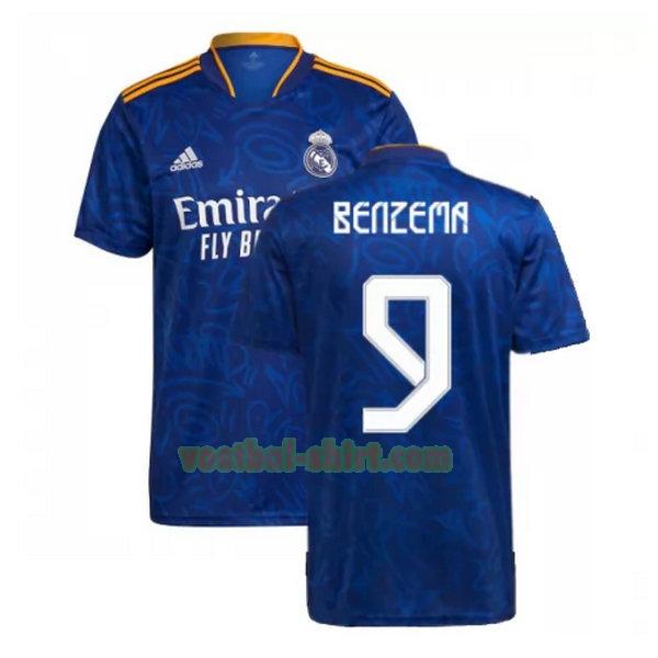 benzema 9 real madrid uit shirt 2021 2022 blauw mannen