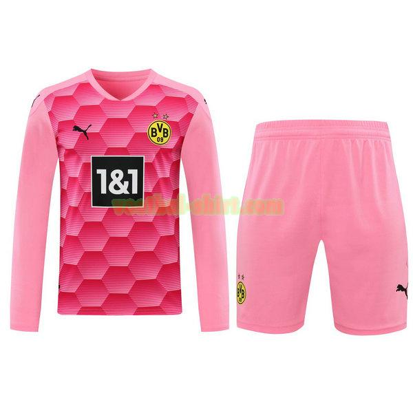borussia dortmund lange mouwen doelman shirts+pantalón 2021 roze mannen
