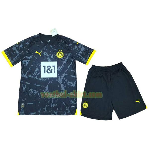 borussia dortmund uit shirt 2023 2024 zwart kinderen