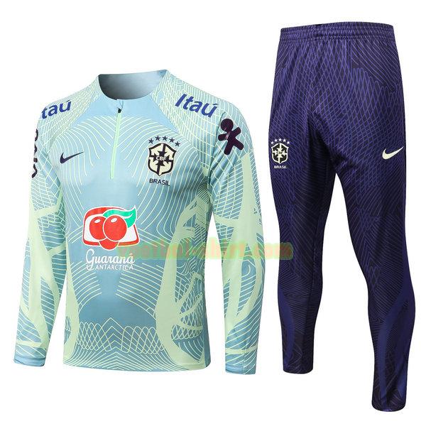 brazilië set trainingspak 2022 23 groen blauw mannen