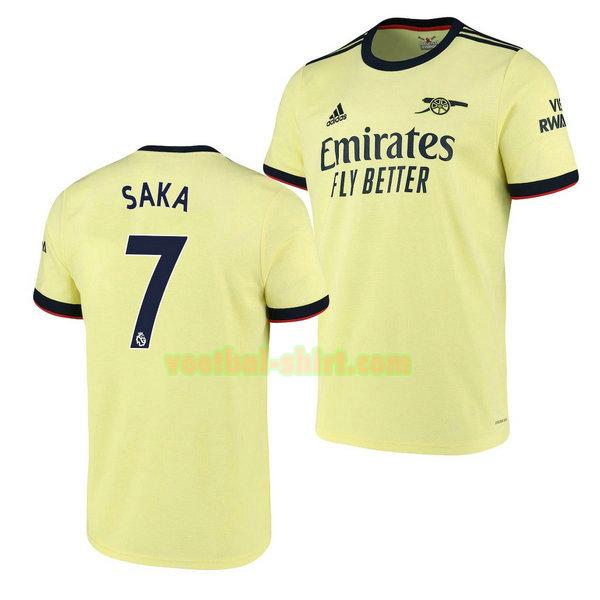 bukayo saka 7 arsenal uit shirt 2021 2022 geel mannen