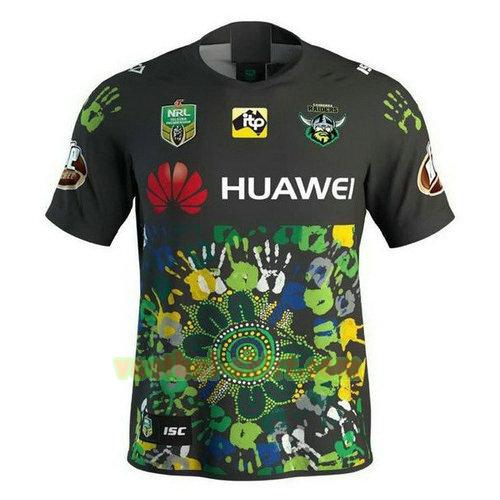 canberra raiders rugby shirt 2018 zwart groen mannen