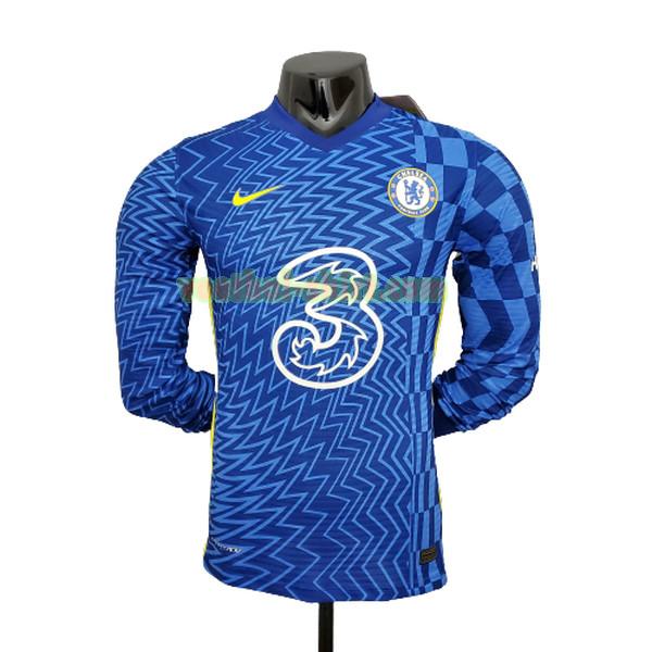 chelsea player thuis shirt 2021 2022 lange mouwen blauw mannen