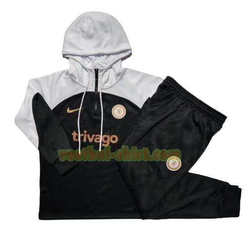 chelsea set trainingspak 2023 2024 hooded zwart wit kinderen