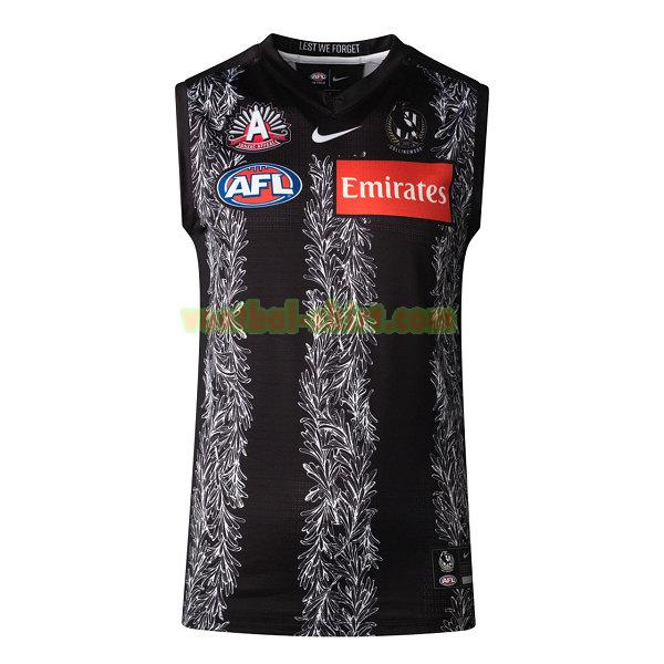 collingwood magpies anzac guernsey shirt 2021 zwart mannen