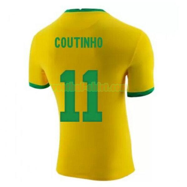 coutinho 11 brazilië thuis shirt 2020-2021 geel mannen