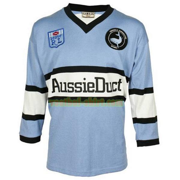 cronulla sutherland sharks lange mouwen thuis shirt 1988 blauw mannen