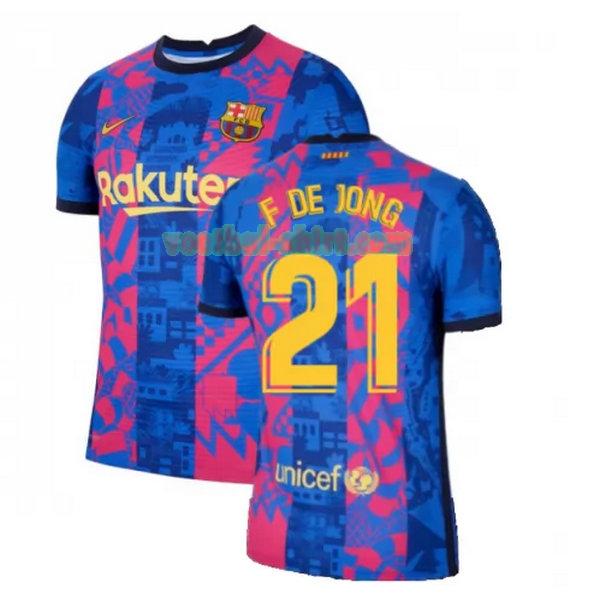 f de jong 21 barcelona 3e shirt 2021 2022 blauw rood mannen