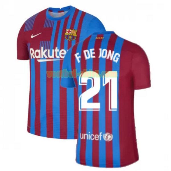 f de jong 21 barcelona thuis shirt 2021 2022 rood wit mannen