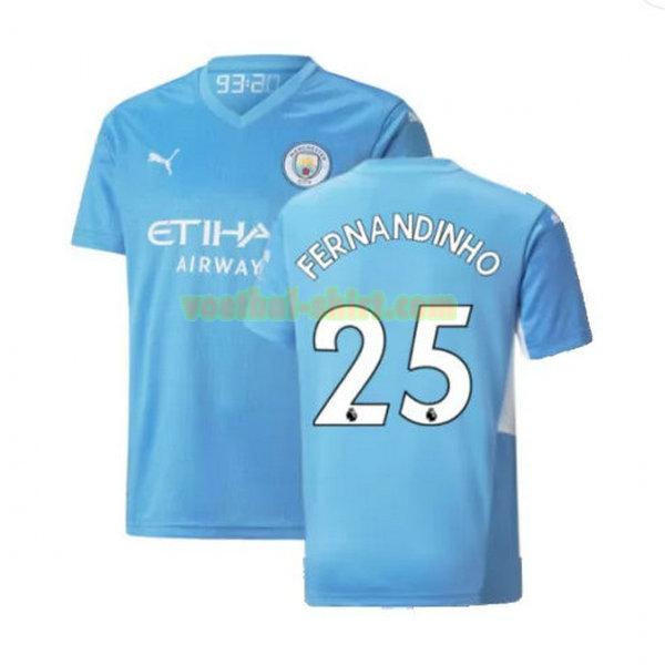 fernandinho 25 manchester city thuis shirt 2021 2022 blauw mannen