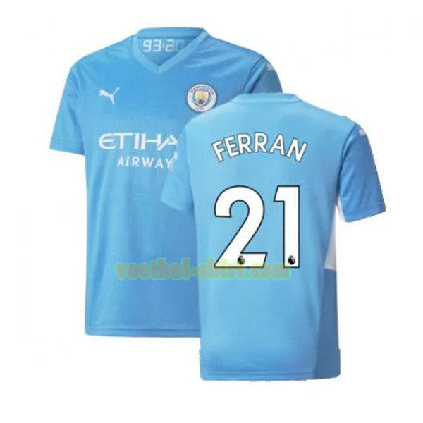 ferran 21 manchester city thuis shirt 2021 2022 blauw mannen