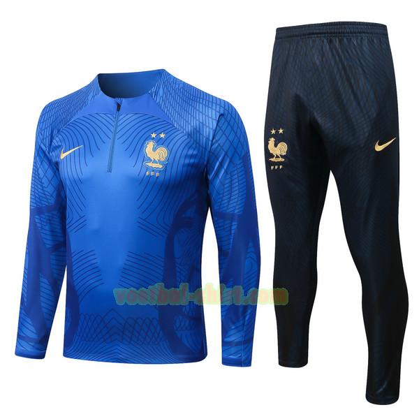 frankrijk set trainingspak 2022 23 blauw mannen