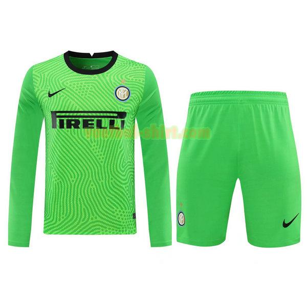 inter milan lange mouwen doelman shirts+pantalón 2021 groen mannen